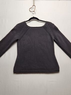⭐️Vintage Y2K Gap Chunky Cable Knit Sweater Charcoal Grey Boatneck Raglan Medium